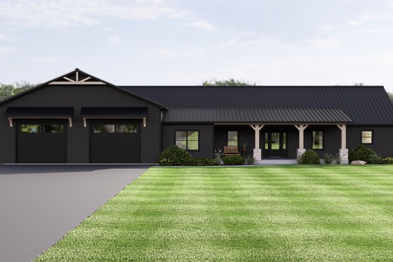 Exterior - Front Elevation 3 for Barndominium House Plan #1064-420 - 3 bed, 3 bath