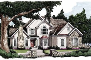 European Exterior - Front Elevation Plan #927-77