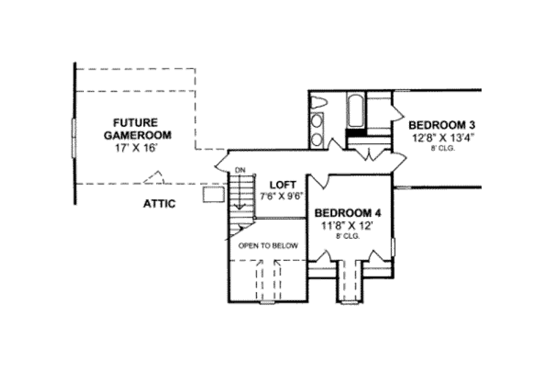 Architectural House Design - Floor Plan - Upper Floor for Traditional House Plan #20-366 - 4 bed, 3.5 bath