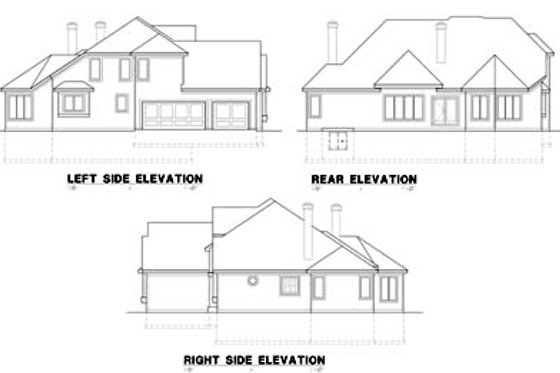 Exterior - Rear Elevation for European House Plan #67-410 - 3 bed, 2.5 bath