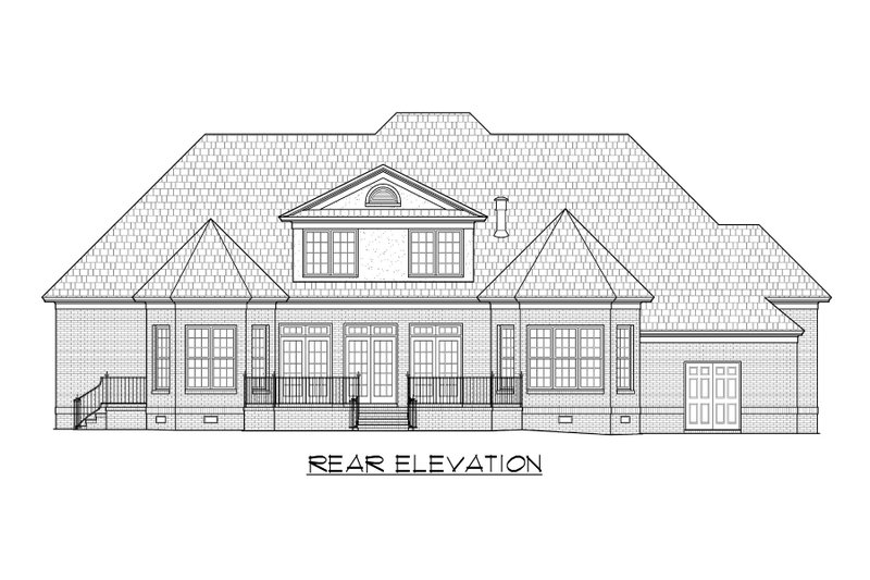 House Blueprint - Exterior - Rear Elevation for European House Plan #1054-54 - 4 bed, 3.5 bath