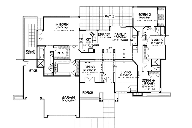 Home Plan - Floor Plan - Main Floor for Craftsman House Plan #320-704 - 4 bed, 3 bath
