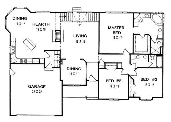 Dream House Plan - Ranch Floor Plan - Main Floor Plan #58-216