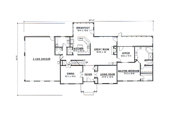Floor Plan - Main Floor for Colonial House Plan #67-455 - 4 bed, 3.5 bath