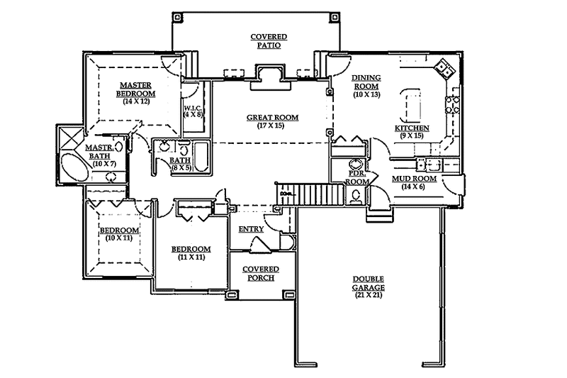 Home Plan - Floor Plan - Main Floor for Traditional House Plan #945-12 - 3 bed, 2.5 bath