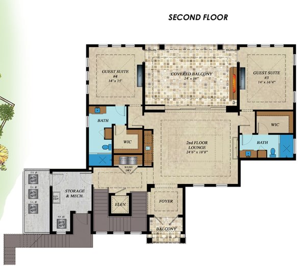 Beach Floor Plan - Upper Floor Plan #548-52