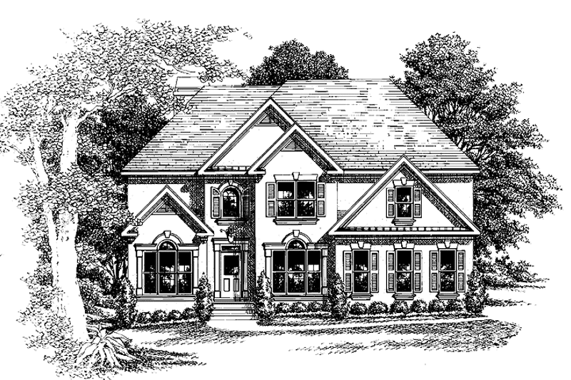 House Blueprint - Exterior - Front Elevation 3 for Colonial House Plan #927-682 - 3 bed, 2.5 bath