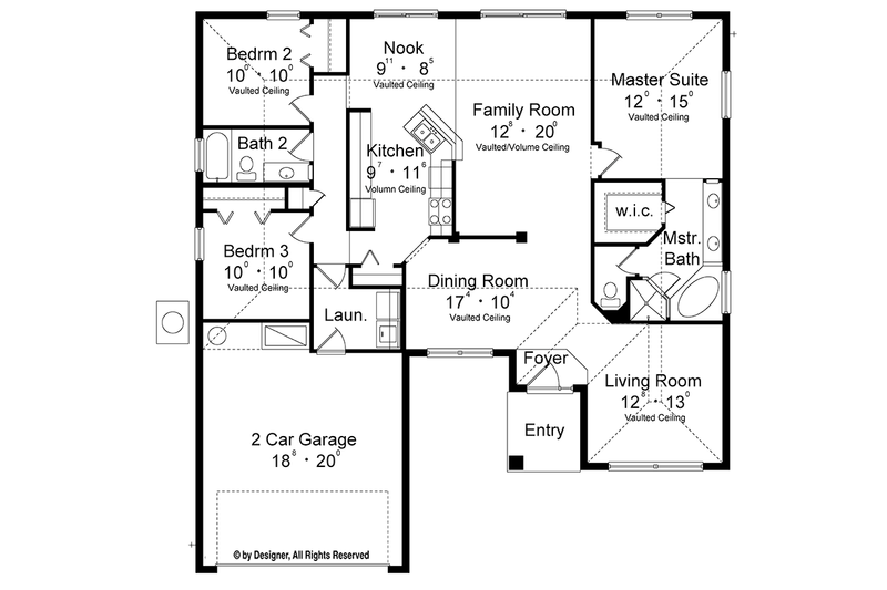 Home Plan - Floor Plan - Main Floor for European House Plan #417-825 - 3 bed, 2 bath