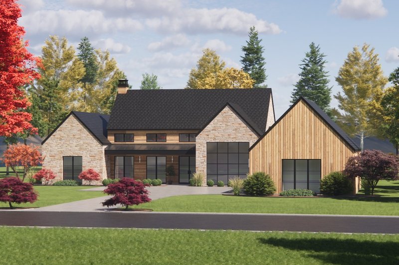 Dream House Plan - Exterior - Front Elevation 4 for Modern House Plan #1096-51 - 4 bed, 3.5 bath