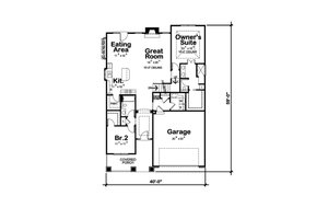 Floor Plan - Main Floor for Craftsman House Plan #20-2414 - 3 bed, 2.5 bath