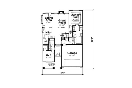 Floor Plan - Main Floor for Craftsman House Plan #20-2414 - 3 bed, 2.5 bath