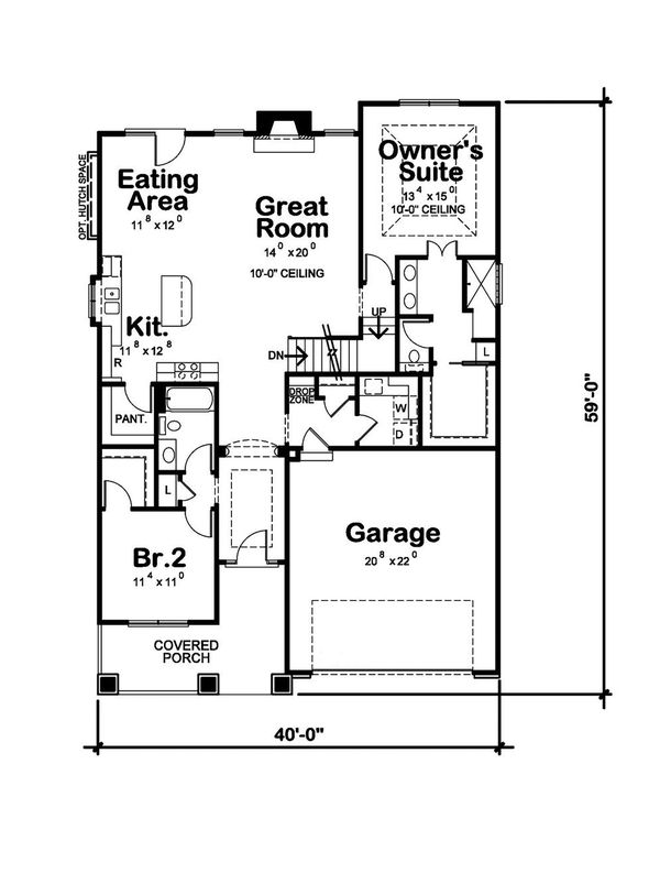 Architectural House Design - Craftsman Floor Plan - Main Floor Plan #20-2414