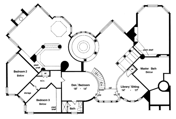 House Plan Design - Mediterranean Floor Plan - Upper Floor Plan #417-476