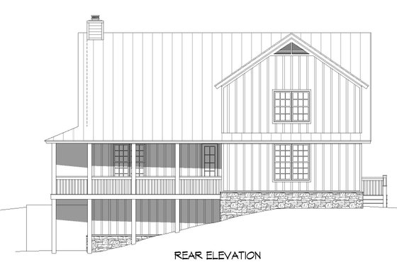 Exterior - Rear Elevation for Southern House Plan #932-882 - 3 bed, 2.5 bath