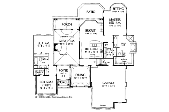Floor Plan - Main Floor for Ranch House Plan #929-274 - 3 bed, 2 bath