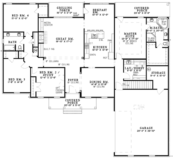 House Plan Design - Ranch Floor Plan - Main Floor Plan #17-2790