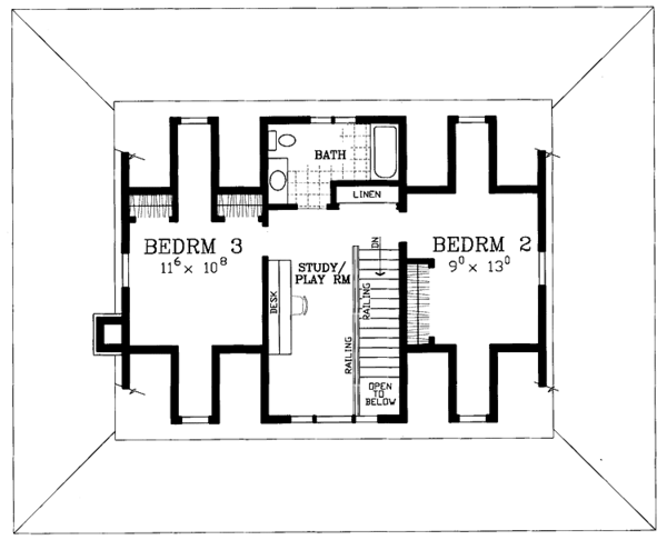 Architectural House Design - Victorian Floor Plan - Upper Floor Plan #72-1132