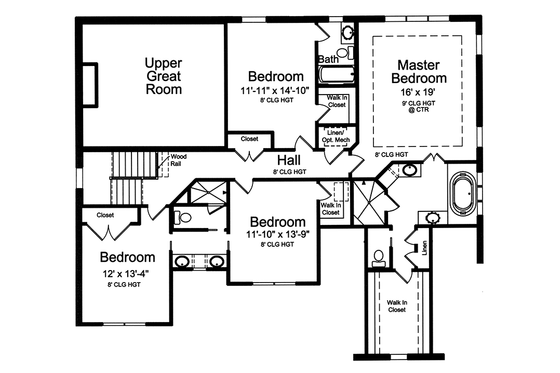 Floor Plan - Upper Floor for Country House Plan #46-862 - 4 bed, 3.5 bath