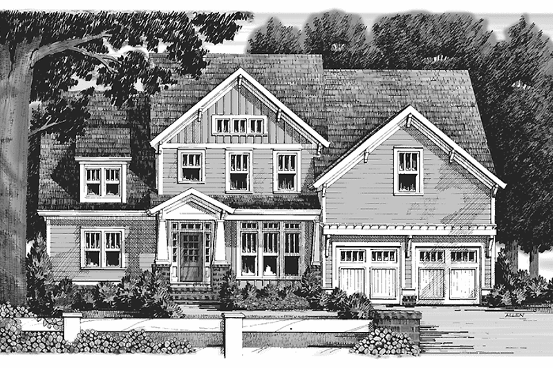 Architectural House Design - Exterior - Front Elevation 3 for Craftsman House Plan #927-930 - 4 bed, 3.5 bath