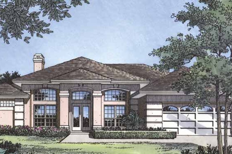 Dream House Plan - Mediterranean Exterior - Front Elevation Plan #417-451