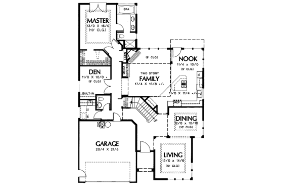 Floor Plan - Main Floor for Prairie House Plan #48-737 - 3 bed, 2.5 bath