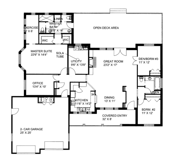 House Design - Ranch Floor Plan - Main Floor Plan #117-851