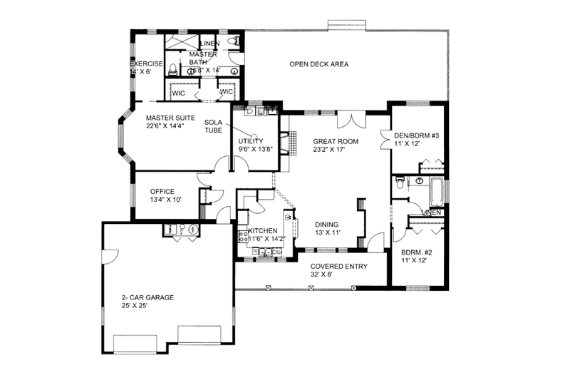 Home Plan - Floor Plan - Main Floor for Ranch House Plan #117-851 - 3 bed, 2 bath