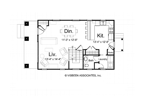 Floor Plan - Main Floor for Craftsman House Plan #928-209 - 3 bed, 1.5 bath