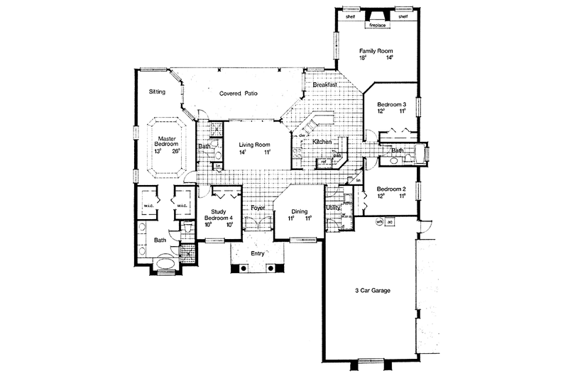 House Blueprint - Floor Plan - Main Floor for Mediterranean House Plan #417-720 - 4 bed, 3 bath