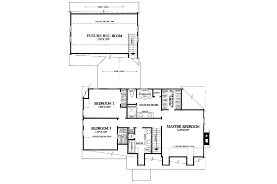 Floor Plan - Upper Floor for Colonial House Plan #137-215 - 3 bed, 2 bath
