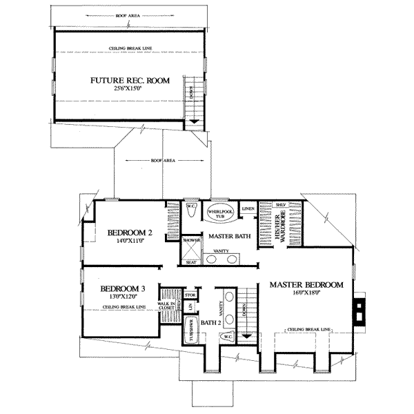 Architectural House Design - Colonial Floor Plan - Upper Floor Plan #137-215