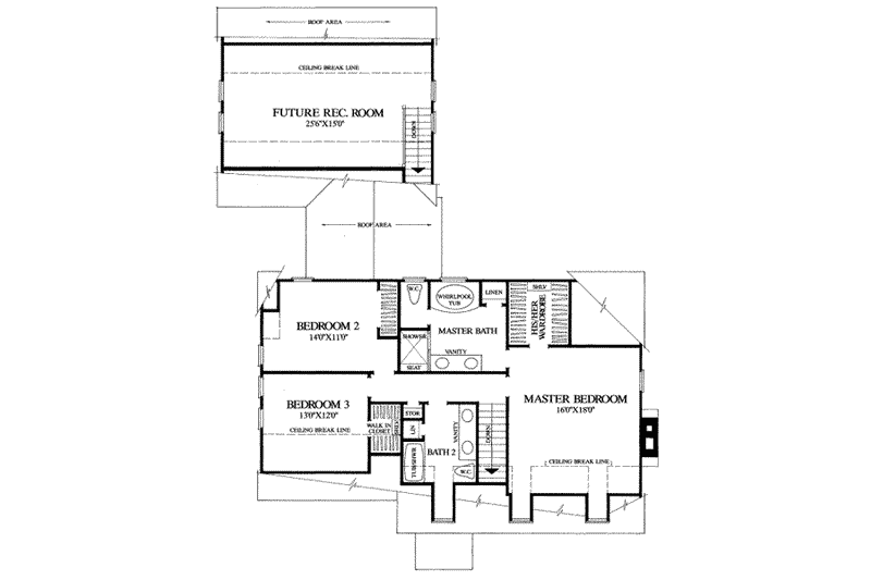 Home Plan - Floor Plan - Upper Floor for Colonial House Plan #137-215 - 3 bed, 2 bath