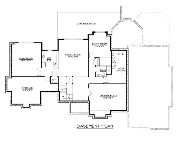 Architectural House Design - European Floor Plan - Lower Floor Plan #1064-125