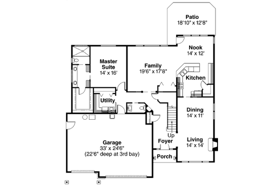 Floor Plan - Main Floor for Craftsman House Plan #124-513 - 4 bed, 3.5 bath
