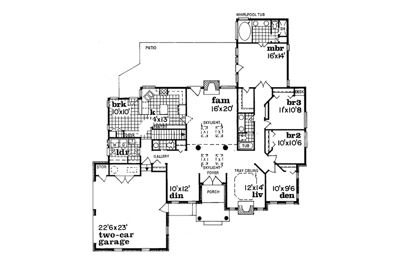 House Blueprint - Floor Plan - Main Floor for Ranch House Plan #47-844 - 3 bed, 2.5 bath