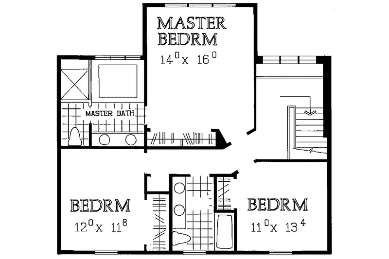 House Blueprint - Floor Plan - Upper Floor for Classical House Plan #72-839 - 3 bed, 2.5 bath