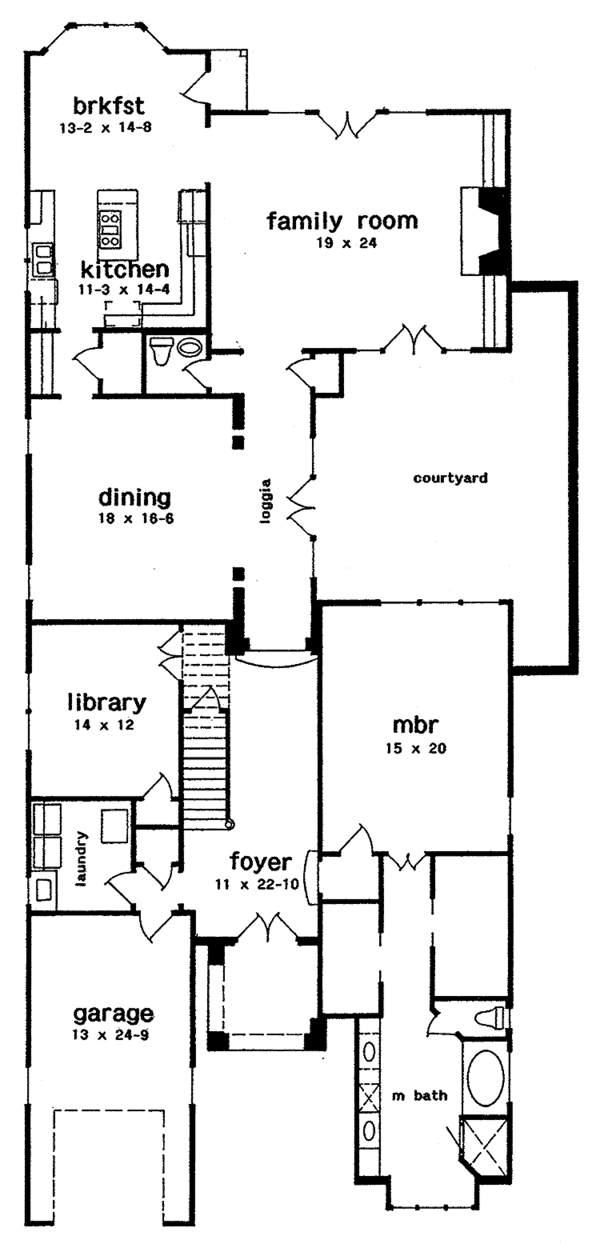Architectural House Design - Mediterranean Floor Plan - Main Floor Plan #301-138