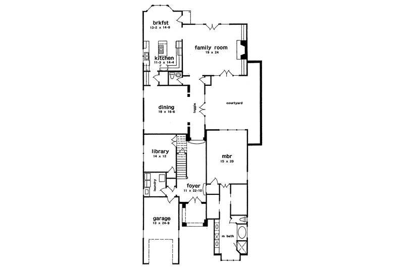 Home Plan - Floor Plan - Main Floor for Mediterranean House Plan #301-138 - 4 bed, 3.5 bath