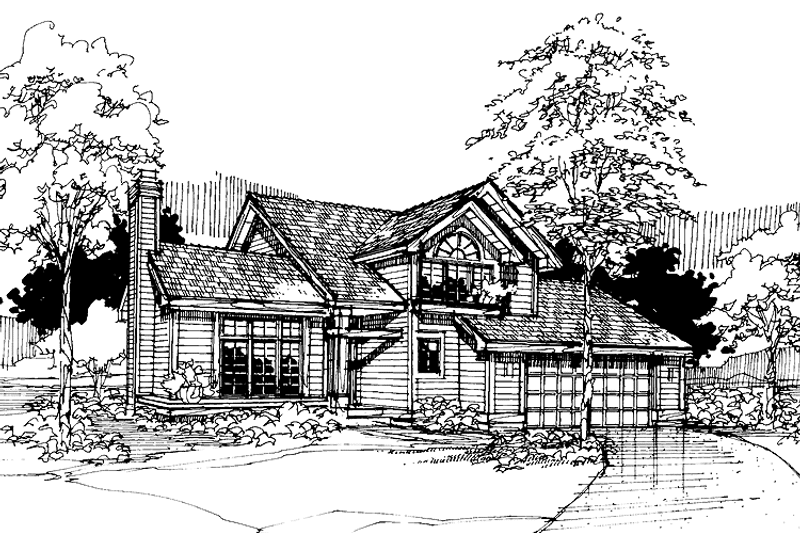 House Blueprint - Exterior - Front Elevation 3 for Contemporary House Plan #320-682 - 2 bed, 2.5 bath