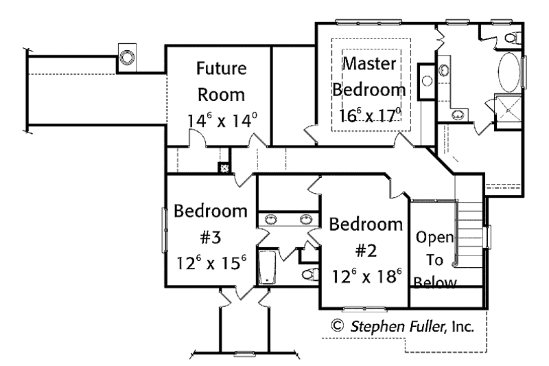 Home Plan - Floor Plan - Upper Floor for Country House Plan #429-371 - 4 bed, 3 bath