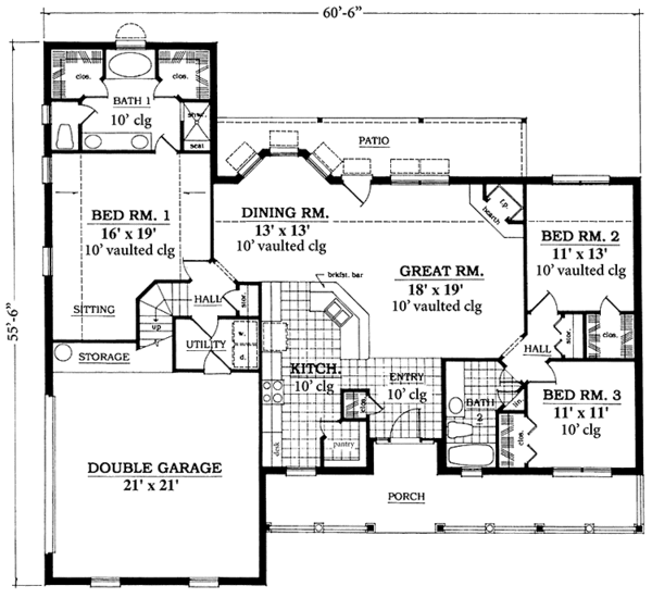 House Plan Design - Country Floor Plan - Main Floor Plan #42-645