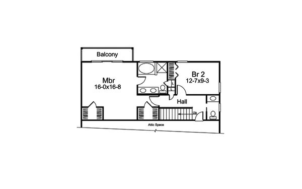 Architectural House Design - European Floor Plan - Upper Floor Plan #57-676