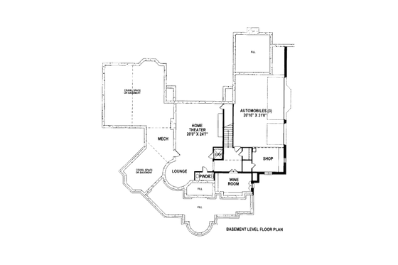 Floor Plan - Lower Floor for European House Plan #141-338 - 4 bed, 5.5 bath