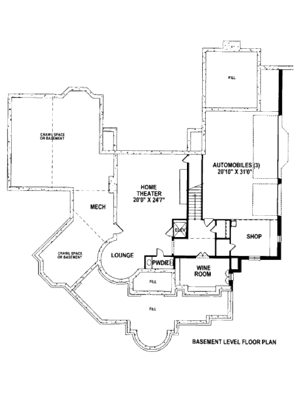European Floor Plan - Lower Floor Plan #141-338