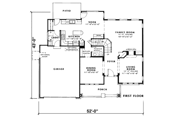 Floor Plan - Main Floor for European House Plan #312-540 - 4 bed, 2.5 bath