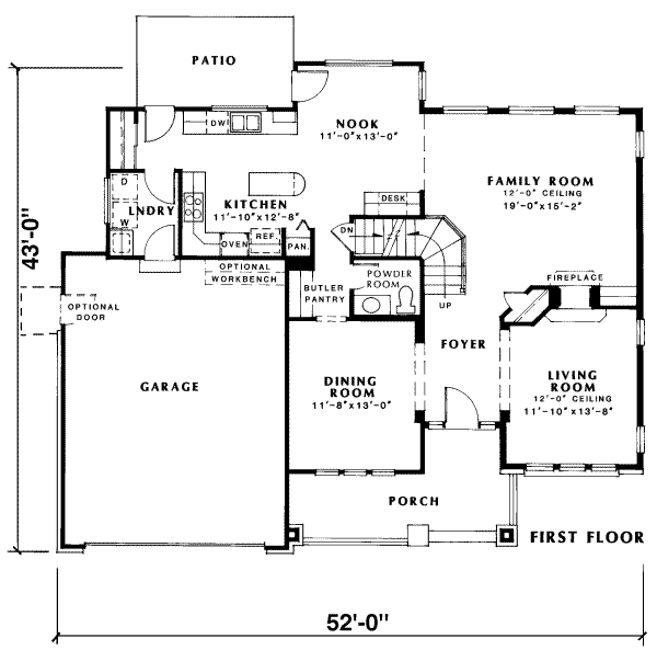 European Style House Plan - 4 Beds 2.5 Baths 2411 Sq/Ft Plan #312-540 ...