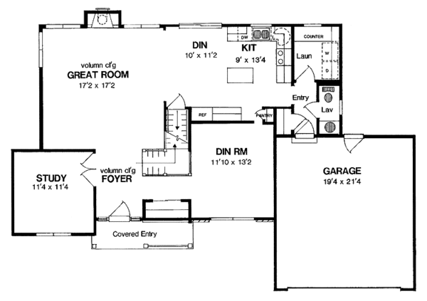 House Plan Design - Country Floor Plan - Main Floor Plan #316-194
