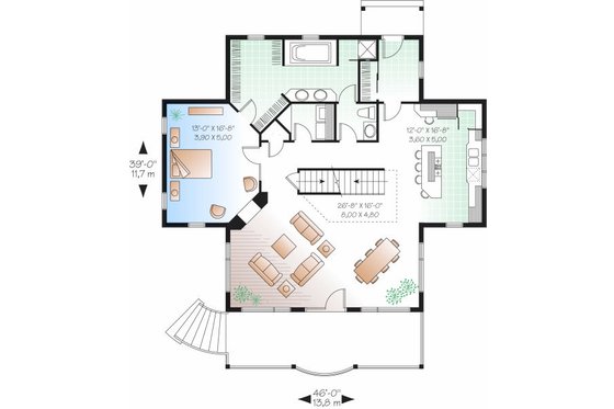 Floor Plan - Main Floor for Traditional House Plan #23-851 - 3 bed, 3.5 bath