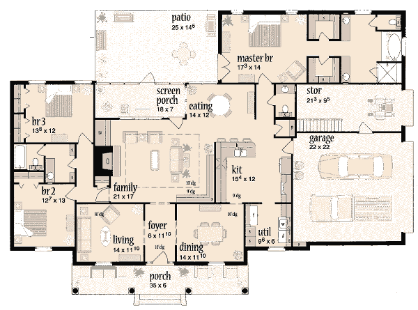 Architectural House Design - European Floor Plan - Main Floor Plan #36-208