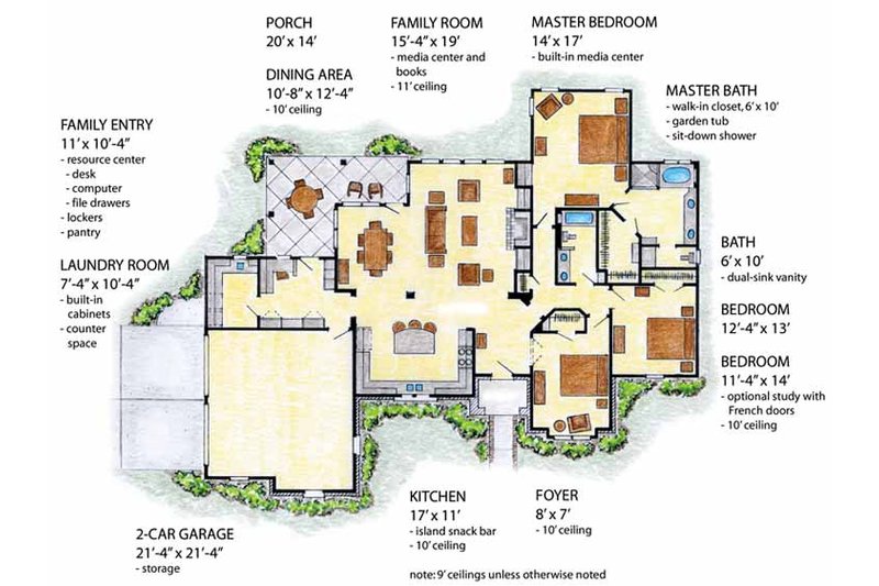Home Plan - Floor Plan - Main Floor for European House Plan #410-3563 - 3 bed, 2 bath